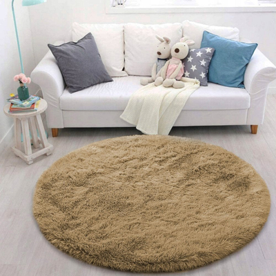 Tapet rrumbullak Strado Round Shaggy, 160x160 cm, 3.5 cm i trashë, bej i çelët