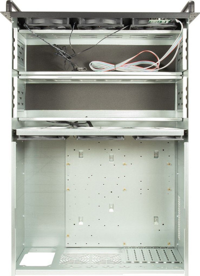 Kasa serveri Inter-Tech 4F28 Rack, 4U, për rack 19", e zezë me argjend