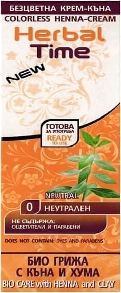 Krem hene pa ngjyrë Herbal Time me argjilë të bardhë, trajtim natyral për flokët