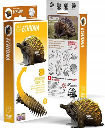 Puzzle 3D Eugy Echidna, model kartoni, shumëngjyrësh