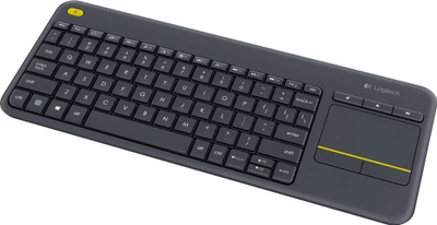 Tastierë wireless Logitech K400 Plus, me touchpad, për PC të lidhur me TV, e zezë