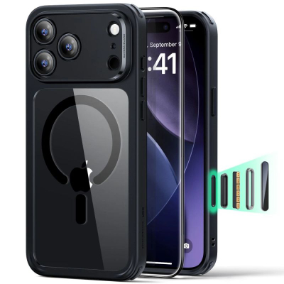 Kapak telefoni ESR Classic Hybrid, me MagSafe, për iPhone 17 Pro, i zi transparent
