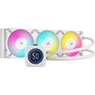 Ftohës procesori CORSAIR H150i RGB ELITE LCD XT, 360mm, ftohje me lëng, i bardhë