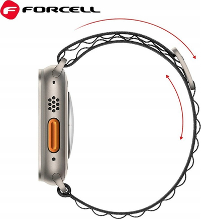 Rrip ore FORCELL F-DESIGN FA13 për Apple Watch 42/44/45/49 mm, prej pëlhure, i zi