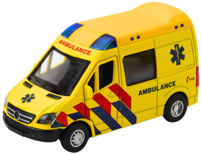 Makinë ambulancë lodër metalike, 1:32, drita dhe tinguj, e verdhë