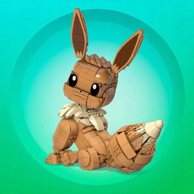 Set ndërtimi Mattel Pokémon Jumbo Eevee GMD34, 845 copa, 30 cm, shumëngjyrësh