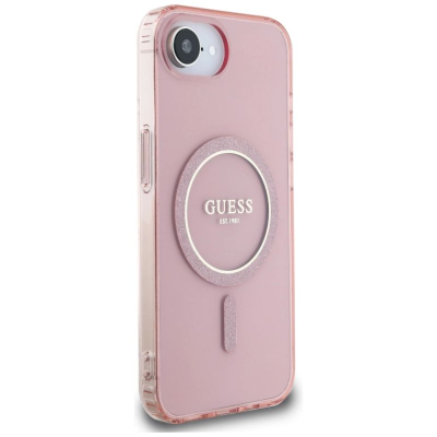 Футрола Guess MagSafe за iPhone 16e, TPU поликарбонат, со прстен MagSafe, розова