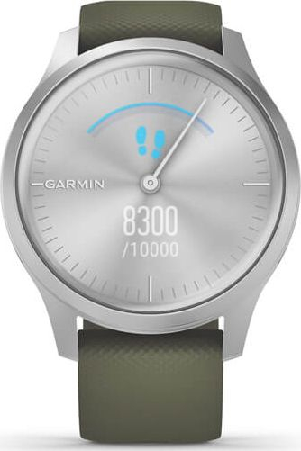 Orë smartwatch Garmin Vivomove Style, ekran AMOLED, GPS, argjendtë me rrip jeshil