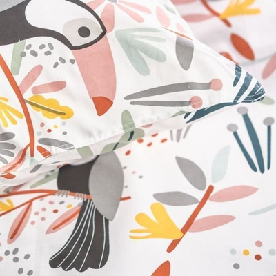 Set mbulesë jorgani Univers Décor Happy Toucan, 140 x 200 cm, 100% pambuk, shumëngjyrësh