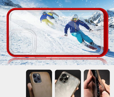Kapak mbrojtës për telefon Apple iPhone 13 Pro, transparent, me kornizë të kuqe