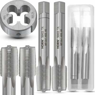 Set çeqesh dhe filiere M12x1 HSS, për filetë metrike, në kuti plastike