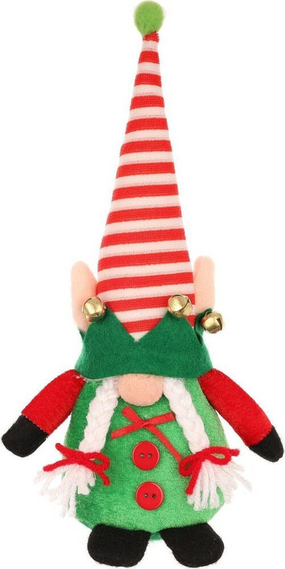 Figurinë zbukuruese Krishtlindjesh Saska Christmas Elf, 28 cm, prej poliesteri, e kuqe me jeshile