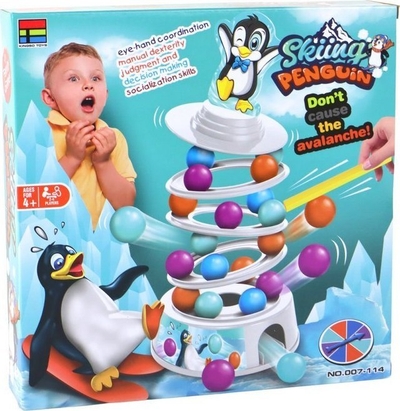 Lojë shkathtësie Leantoys Penguin Slide, me rrotë që rrotullohet, për kalamaj 4+, shumëngjyrëshe
