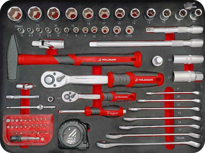 Set veglash Holzmann WZK167PRO, 167 pjesë, me valixhe karrocë, gri
