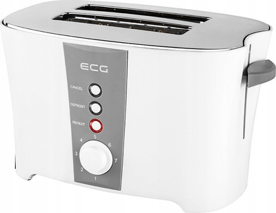 Toster ECG ST 818, 800W, 2 feta, i bardhë