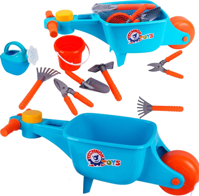 Set kopshtarie TechnoK, me karrocë të madhe, plastik, blu