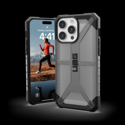 Mbrojtëse telefoni UAG Plasma për iPhone 15 Pro Max, e fortë kundër goditjeve, gjysmë e tejdukshme, gri