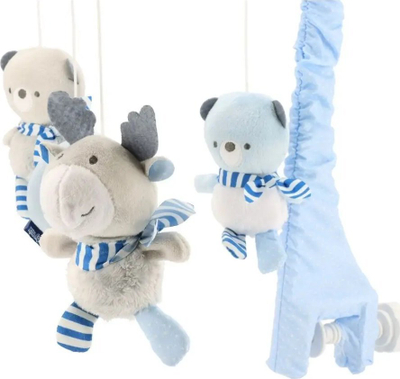 Karusel krevati Baby Mix me drerë dhe arusha pelushi, me melodi, blu