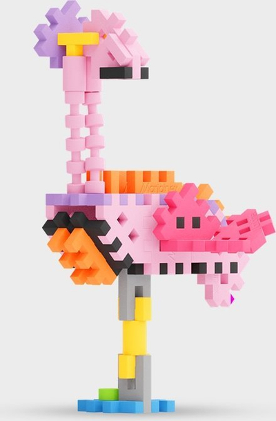 Lodra ndërtesë Marioinex Mini Waffle Nature Flamingo, 50 pjesë, për fëmijë 3+