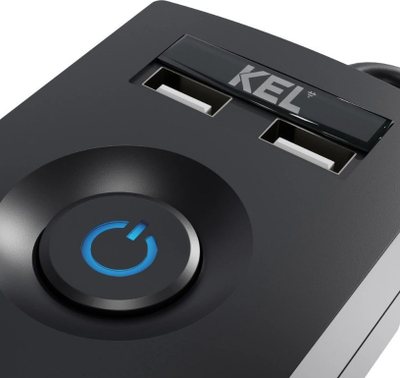 Shteker zgjatues KEL AX5, 5 presa, 2x USB, 1.5m, i zi