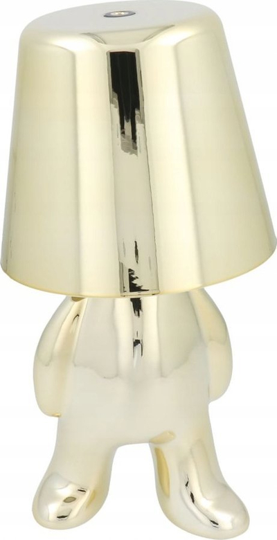 Lampë tavoline OEM GOLD MAN Art Deco, LED me 3 ngjyra, karikim USB, ngjyrë ari