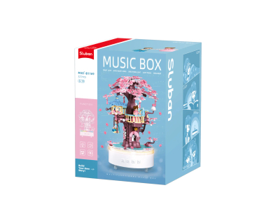Сет за градење Sluban Treehouse Music Box M38 B1169, 577 делови, музичка кутија, шарен