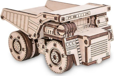 Set druri 3D EWA Eco-Wood-Art Mini Belaz, model kamion ndërtimi, montim pa ngjitës, dru natyral