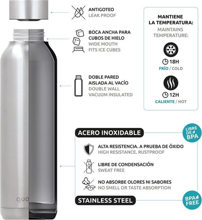 Shishe termike Quokka Solid, çelik inoksi, 510ml, e kuqe metalike