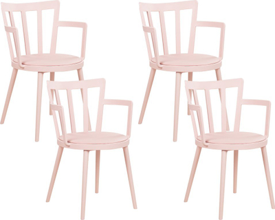 Set karrigesh ngrënieje Beliani MORILL, set 4 copë, krahë mbështetës, rozë pastel