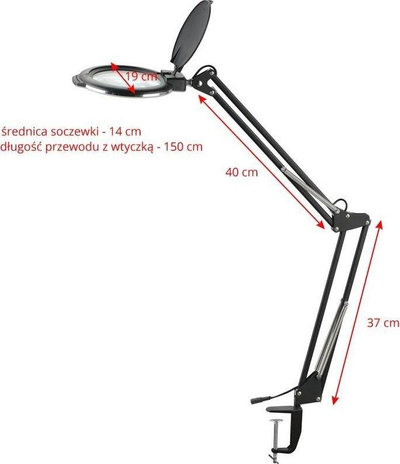 Lampë zmadhimi tavoline Activeshop LED Glow Moonlight 8013/6, lente 5D, e zezë