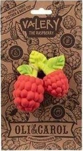 Lodër për kafshim Oli &amp; Carol Valery the Raspberry, gomë natyrale, pa BPA, e kuqe