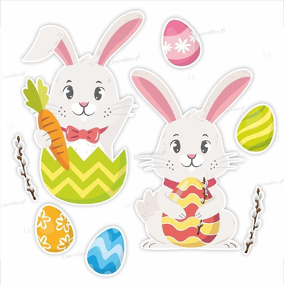 Dekor Pashkësh LearnHow Easter Decoration Bunnies, set 8 copë, shumëngjyrësh