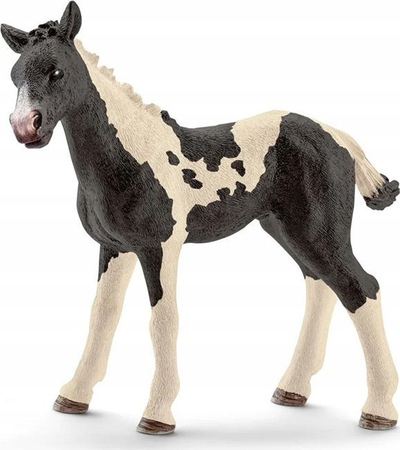 Figurë plastike Schleich 17084 Pinto Foal, këlysh kali ferme, shumëngjyrëshe