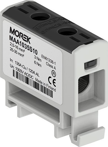 Bllok lidhës shine DIN Morek MAA1035S10, 2.5-35mm², 135A, i zi