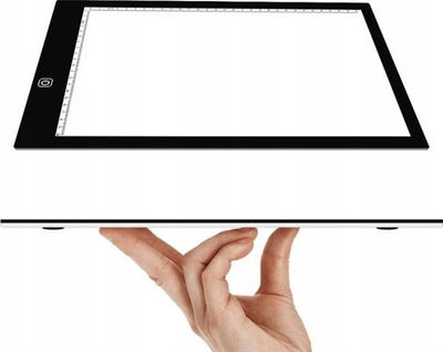 Tabelë vizatimi XREC A4 LED, me dritë që rregullohet, e zezë