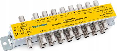 Përforcues satelitor TechniSat 17Z, 950–2150 MHz, 7–12 dB, i verdhë