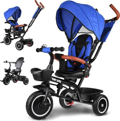 Tricikël për kalamaj Tiny Bike SP0650, 3 në 1, me tendë, blu