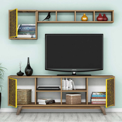 Set mobilie për TV 160x35x56.2cm (HM9516.04), verdhë