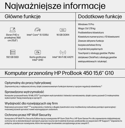 Laptop HP ProBook 450 G10, 15.6" FHD, i5 13th Gen, 16GB 512GB, gri