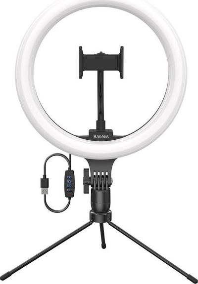 Unazë drite LED për telefon Baseus Live Stream, 10", USB, e zezë