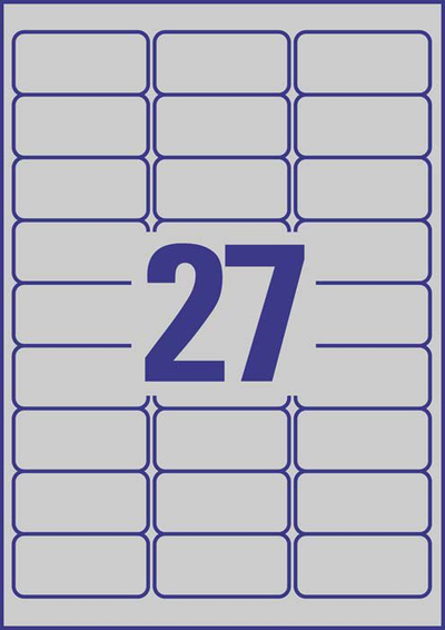 Etiketa vetëngjitëse Avery Zweckform L6011, poliestër, 63.5 x 29.6 mm, ngjyrë argjendi