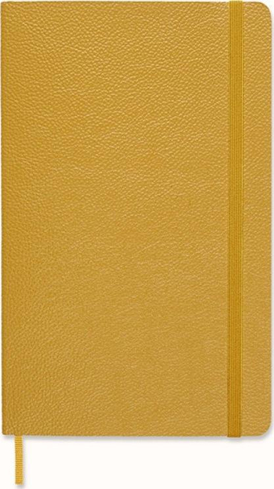 Bllok shënimesh Moleskine Classic Leather, i madh 13 x 21 cm, faqe me vija, Amber Yellow