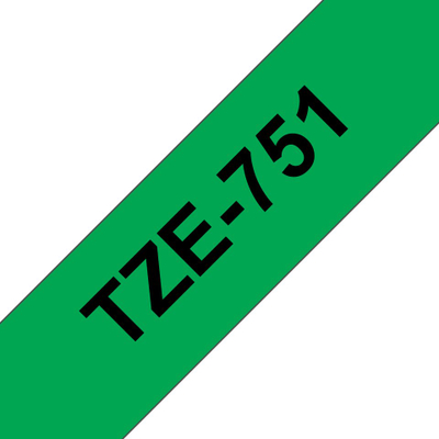 Rrotullë etiketa Brother TZe-751, 24mm, e laminuar, jeshile me shkrim të zi