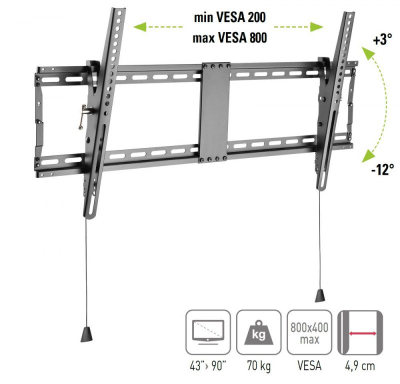 Mbajtëse muri për TV Techly ICA-PLB-590, 43"-90", VESA 800x400, e zezë