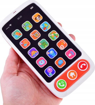 Telefon lodër interaktiv ZA4660, me ekran me prekje, me drita dhe melodi, i bardhë me portokalli