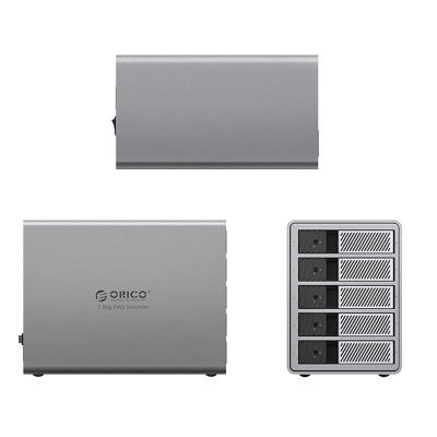 Kuti e jashtme disqesh Orico 9858T3, 5 vende 2.5"/3.5" SATA, Thunderbolt 3, gri