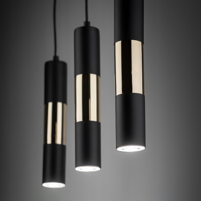 Llambadar varëse TK Lighting Vivien 4757, me 3 llampa GU10, metalik, i zi me ari
