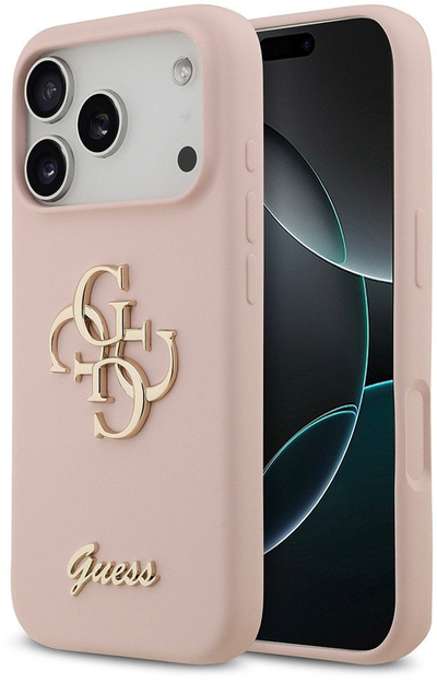 Mbulesë telefoni Guess Silicone Big 4G Script GUHCP17LSC4GSMP, për iPhone 17 Pro, MagSafe, rozë e hapur