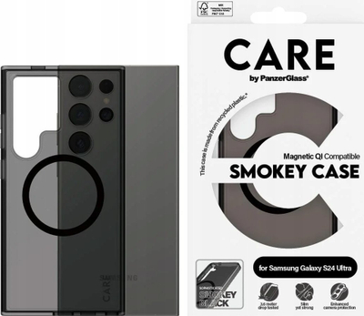 Маска PanzerGlass CARESmokey MagSafe за Samsung S24 Ultra, заштитна, црна боја