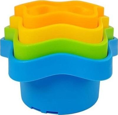 Lodër piramidë me kupa Pyramid Baby Cups Stars, plastike, shumëngjyrëshe